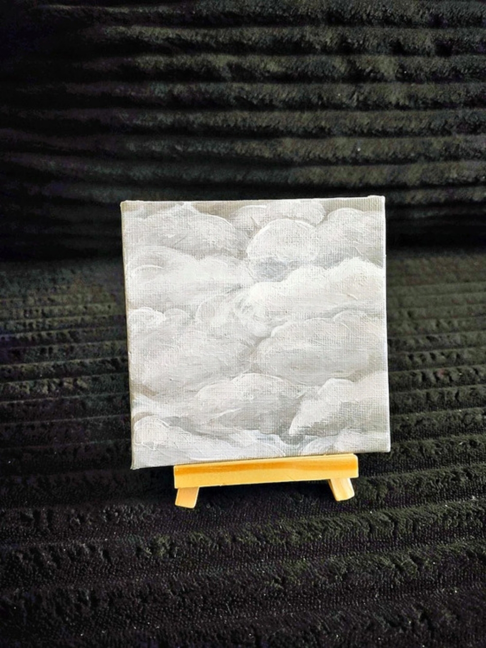 Cloud Art on Easel, White & Gray